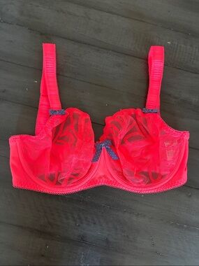 Freya Lace Underwire Bra with Decorative Navy Bows 30F